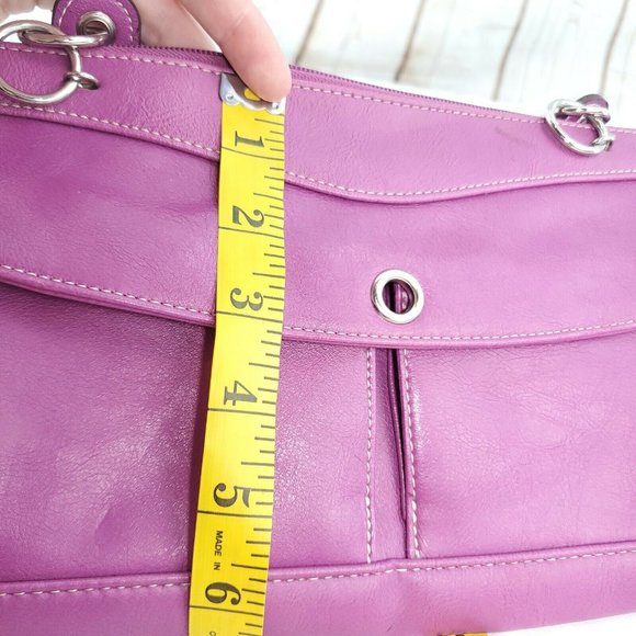 Barneys New York Womens Violet Leather Meadow Green Lining Shoulder Hand… - Picture 10 of 15